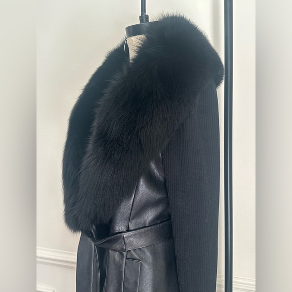 Lafayette 148 Leather, Merino wool, fox fur removable collar - Picture 4 of 9